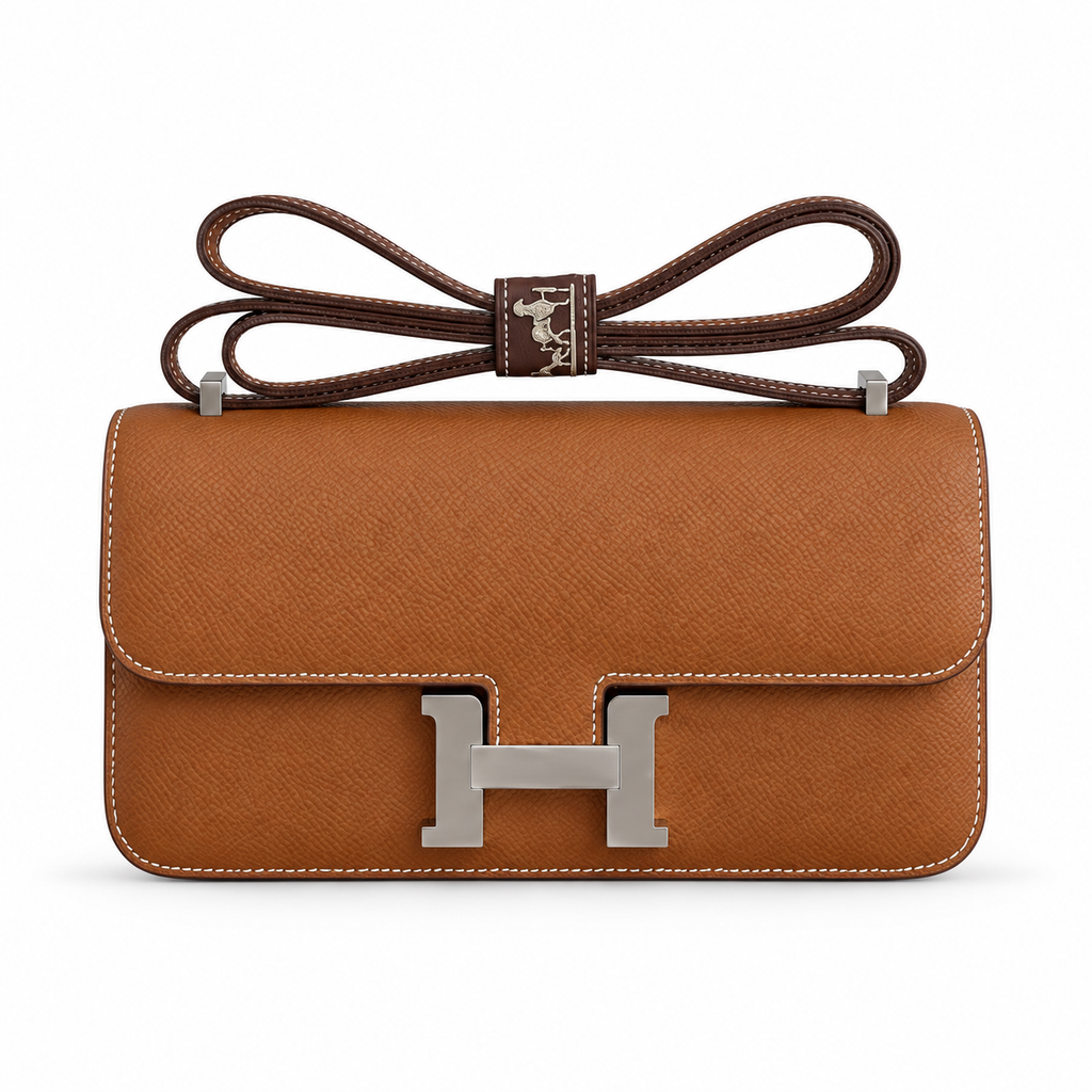 Hermès Lindy 26cm Crossbody Bag – Golden Brown & Silver | Vintage Luxury Leather