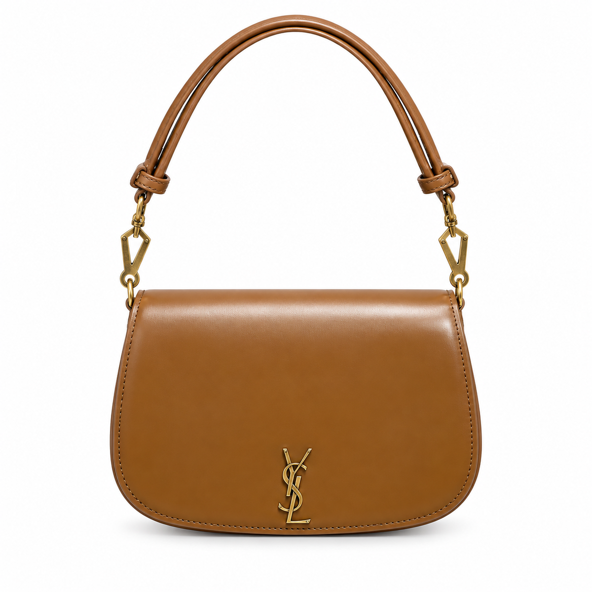 YSL Saint Laurent Sac de Jour Nano Tan Smooth Leather Gold Monogram Top Handle Bag
