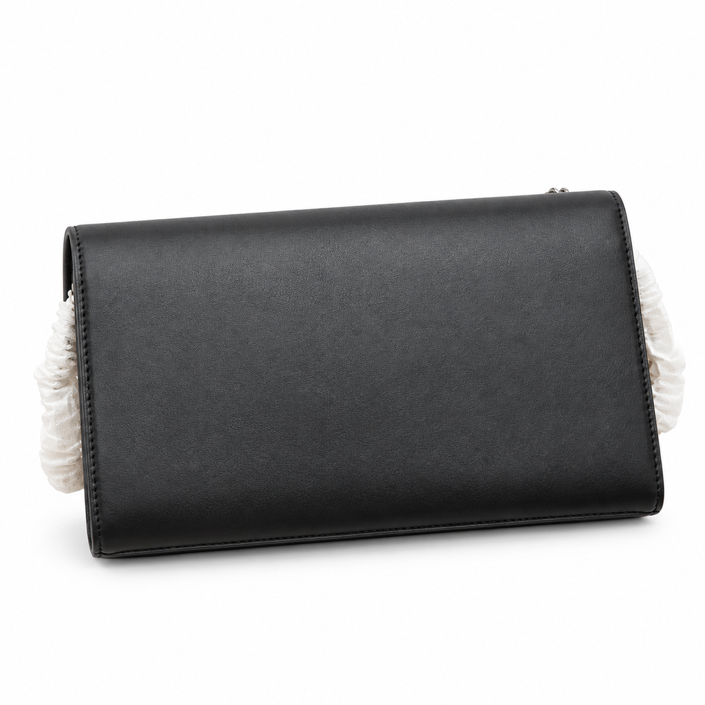 YSL Saint Laurent Kate Chain Bag in Black Smooth Leather with Silver Tassel