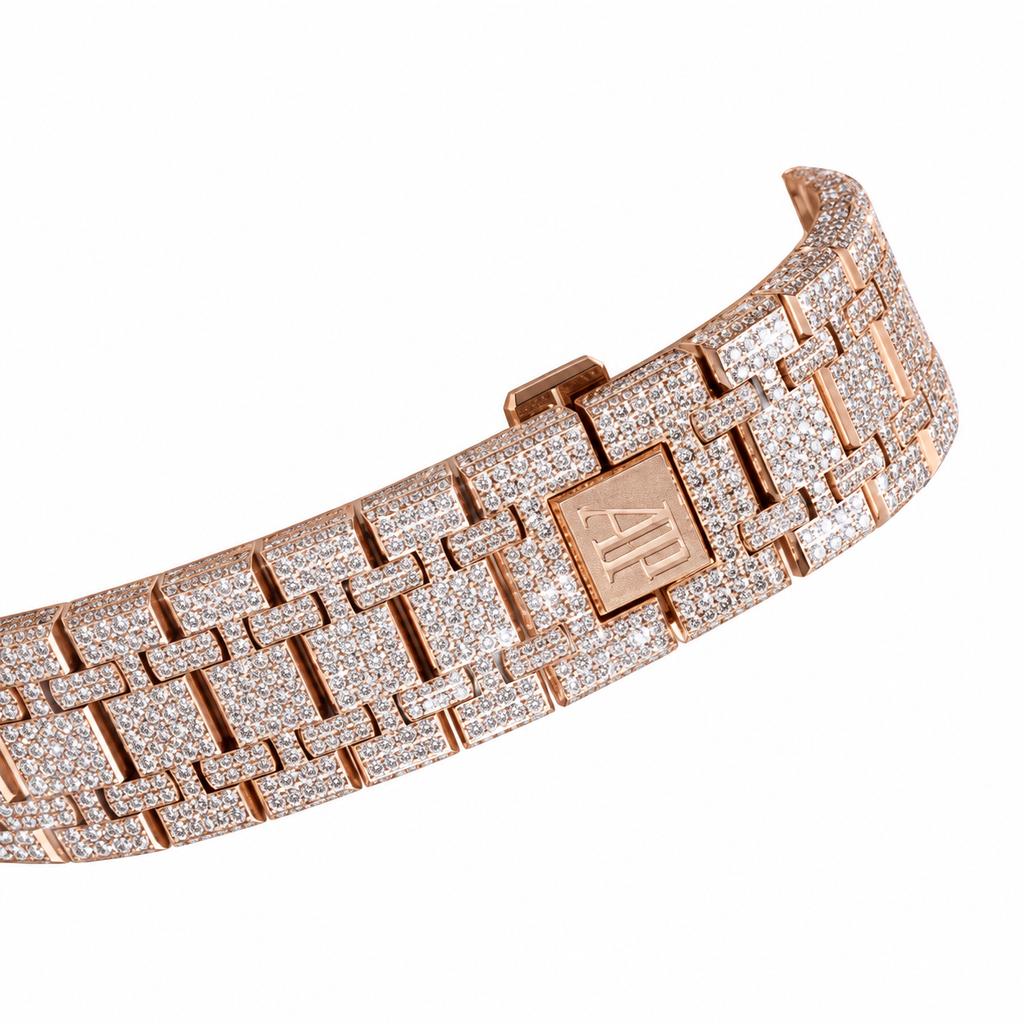 Audemars Piguet Royal Oak Full Diamond Rose Gold Arabic Dial