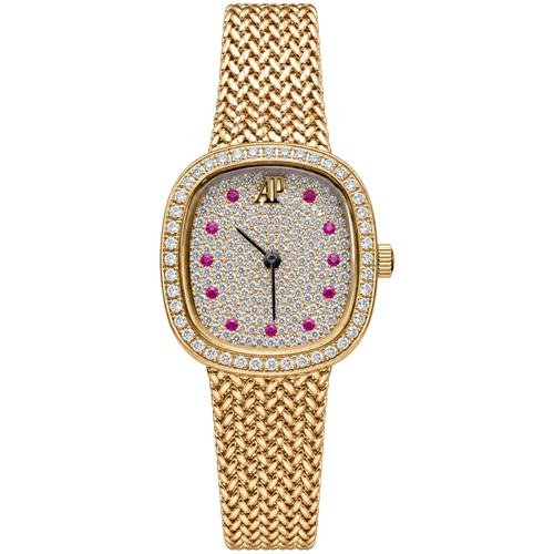Audemars Piguet Ladies Diamond Ruby Pave Gold Cushion Watch