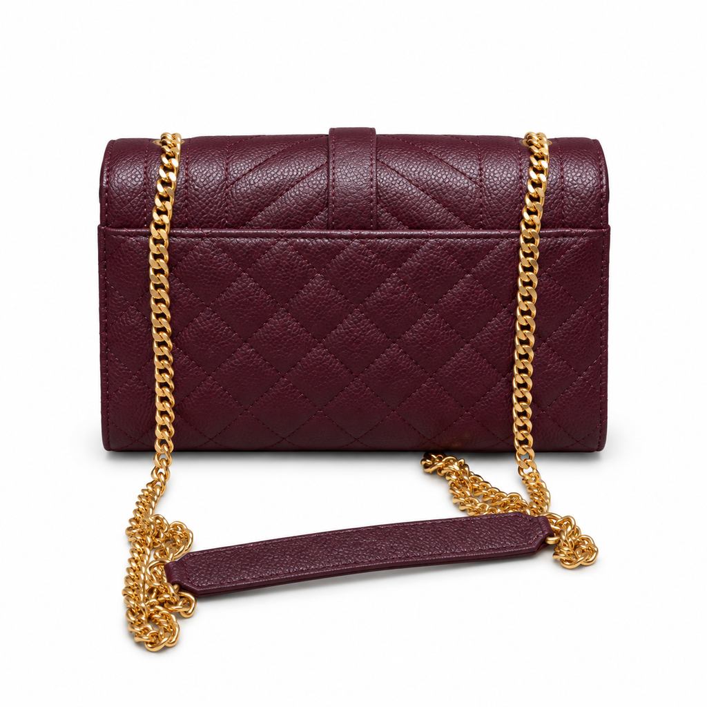 Saint Laurent Envelope Medium Chain Bag in Bordeaux