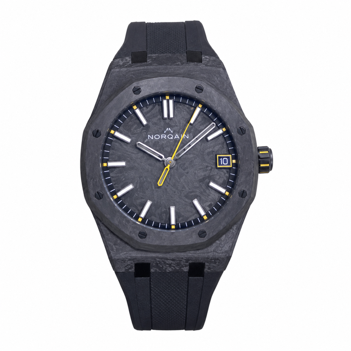 NORQAIN Independence 40mm Carbon Black Yellow Watch