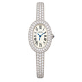 Cartier Baignoire — 18K White Gold, Full Diamond Bezel & Diamond Bangle, White Dial, Women