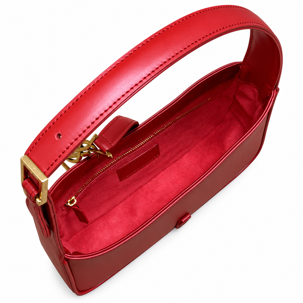 YSL Saint Laurent Le 5 À 7 Hobo Bag in Red Smooth Leather