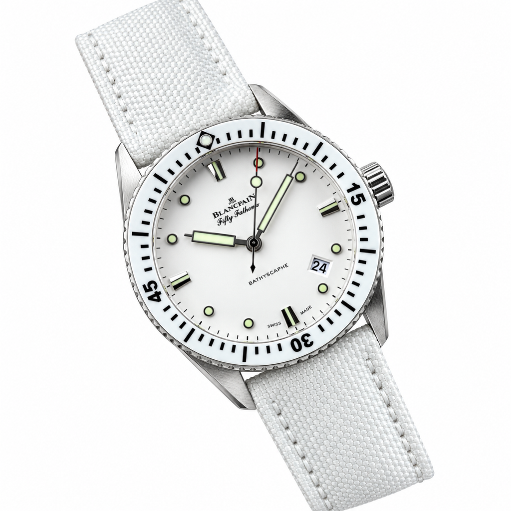 Blancpain Fifty Fathoms Bathyscaphe White Dial Dive Watch