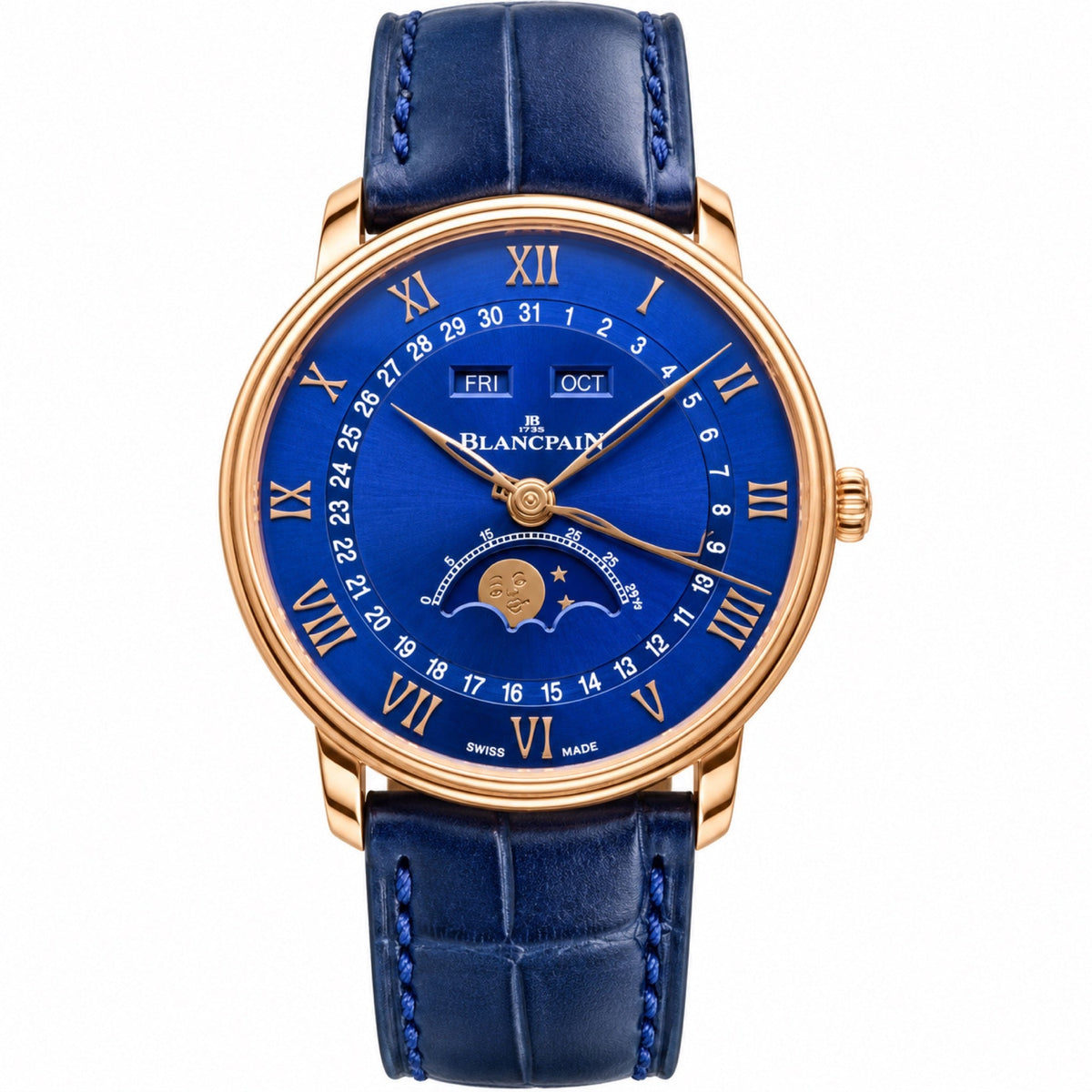 Blancpain Villeret Quantième Complet – Rose Gold Blue Enamel Dial Moonphase Calendar Swiss Automatic