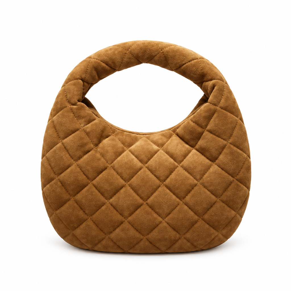 YSL Saint Laurent Quilted Suede Hobo Bag