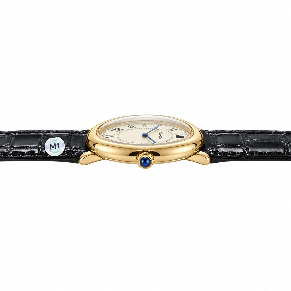 Cartier Baignoire 18K Yellow Gold Oval Luxury Watch Black Alligator Strap Swiss Made