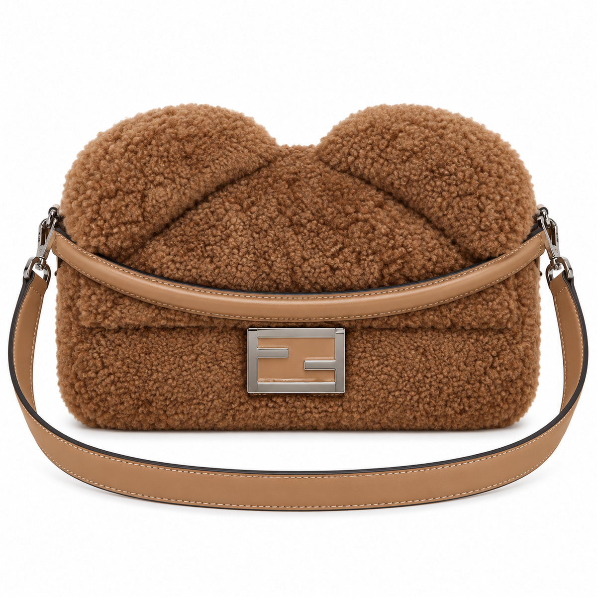 Fendi FF Logo Leather Envelope Clutch Crossbody Bag 27x6x15cm