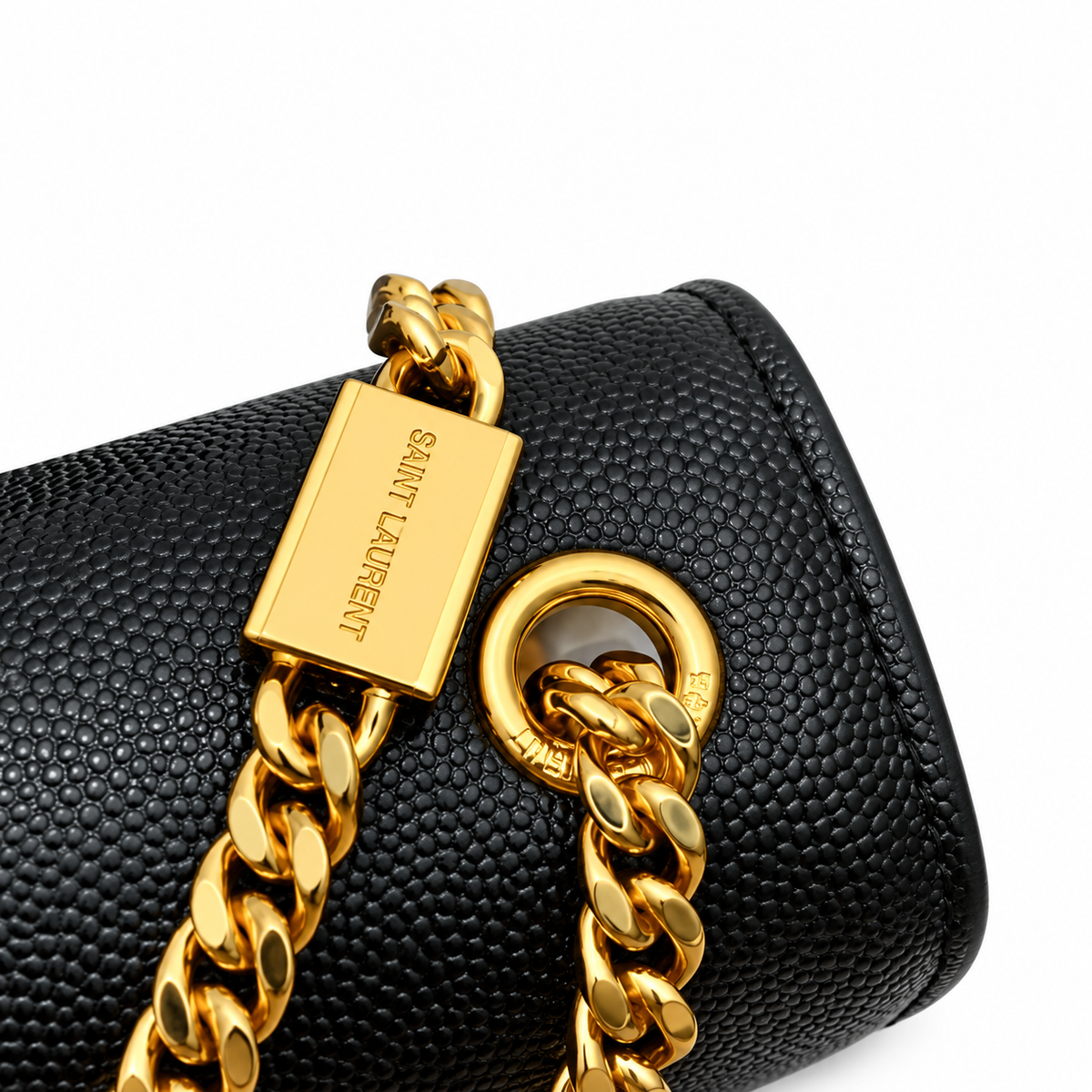 YSL Saint Laurent Kate Chain Bag in Black Grained Leather with Tassel