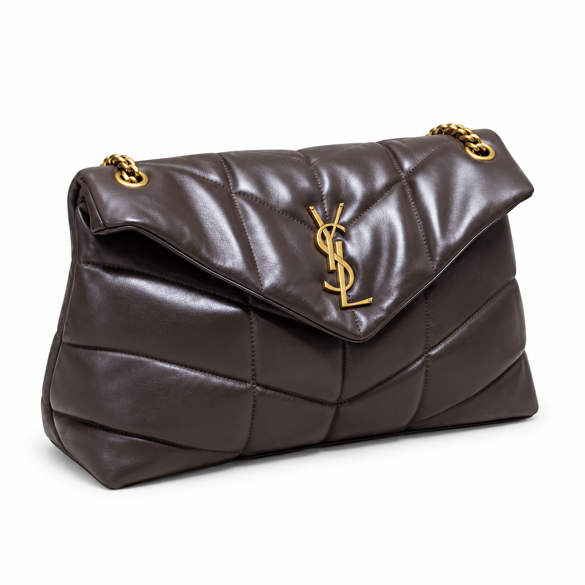 Saint Laurent Loulou Puffer Small Bag – Dark Brown