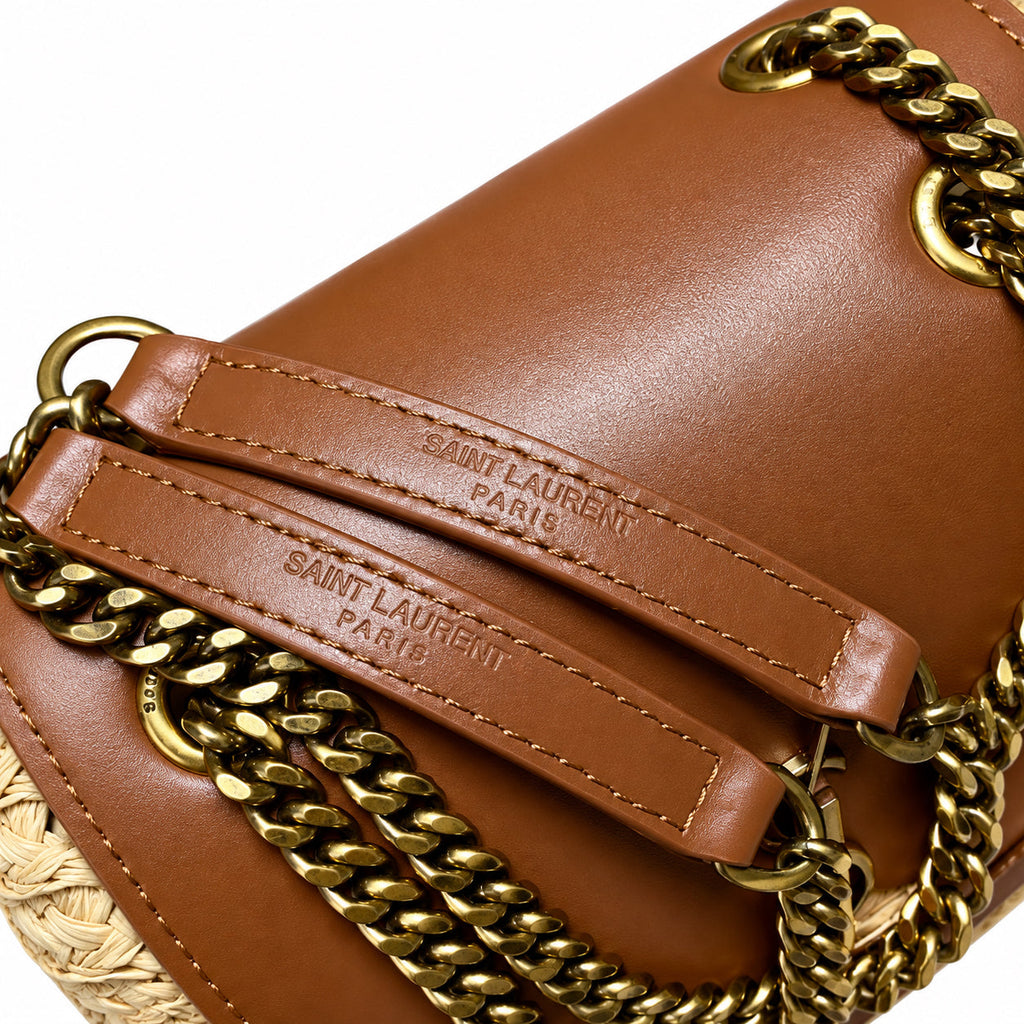 Saint Laurent Nino Raffia Basket Bag in Natural Tan