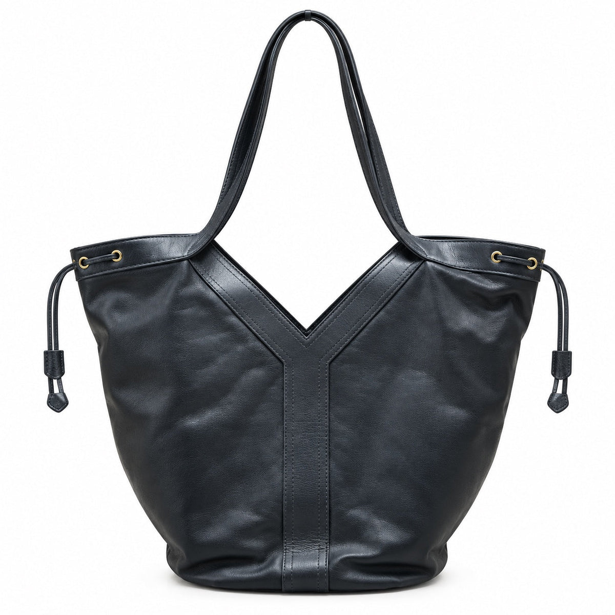 YSL Yslide Tote Bag – Black Leather