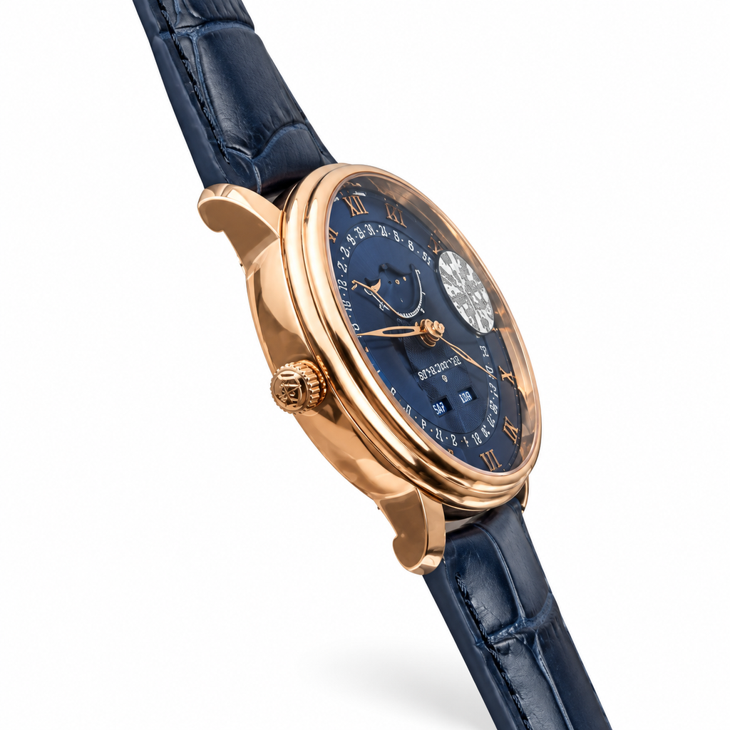 Blancpain Villeret Complete Calendar Moonphase Rose Gold Blue Watch