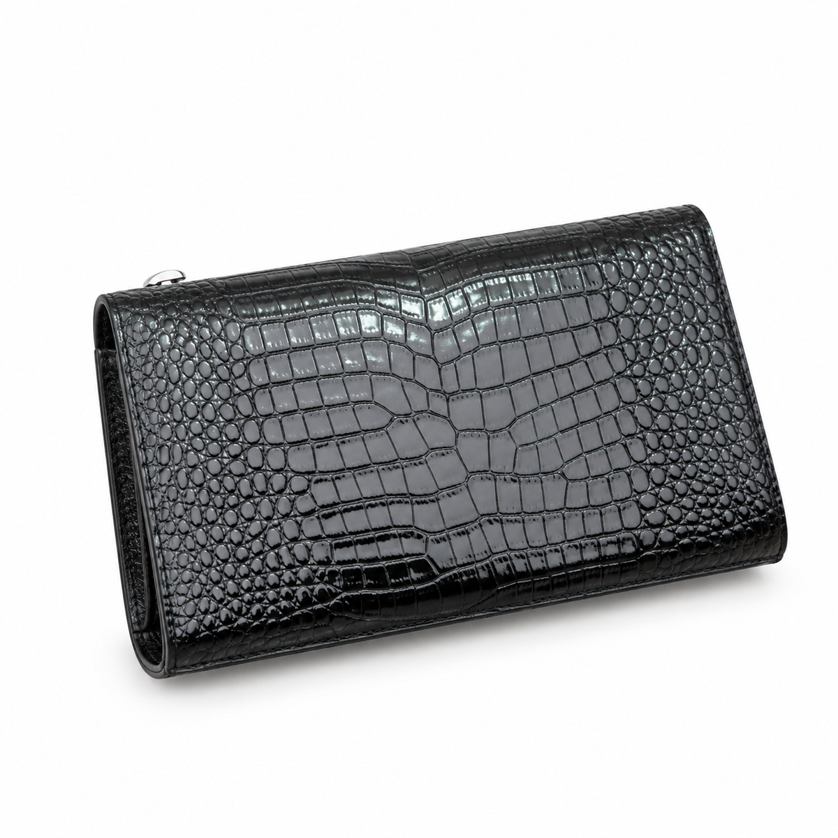 YSL Saint Laurent Kate Clutch in Black Croc-Embossed Leather with Tassel