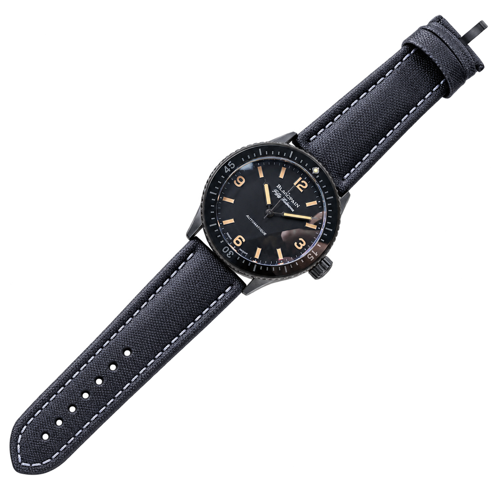 Blancpain Fifty Fathoms Bathyscaphe Black Dial Vintage Canvas Watch