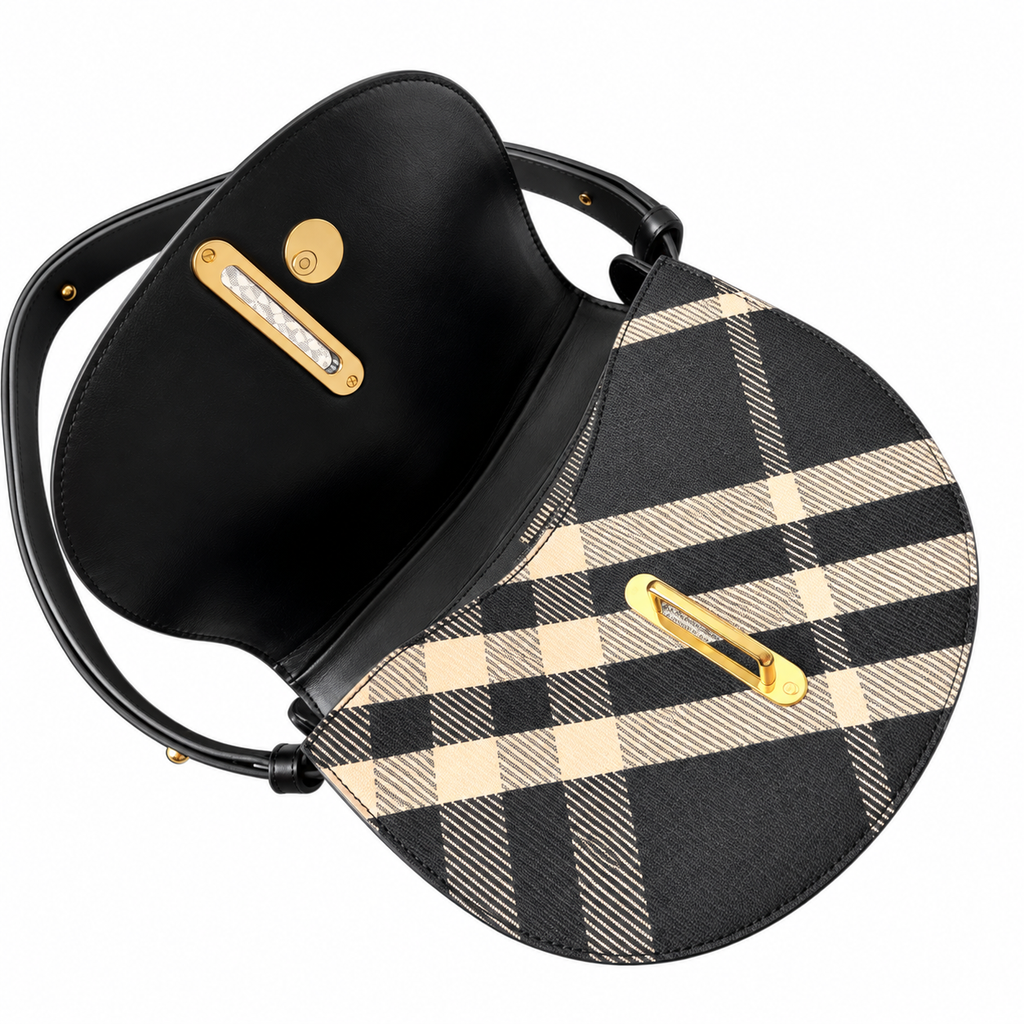 Burberry Heritage Check Saddle Shoulder Bag