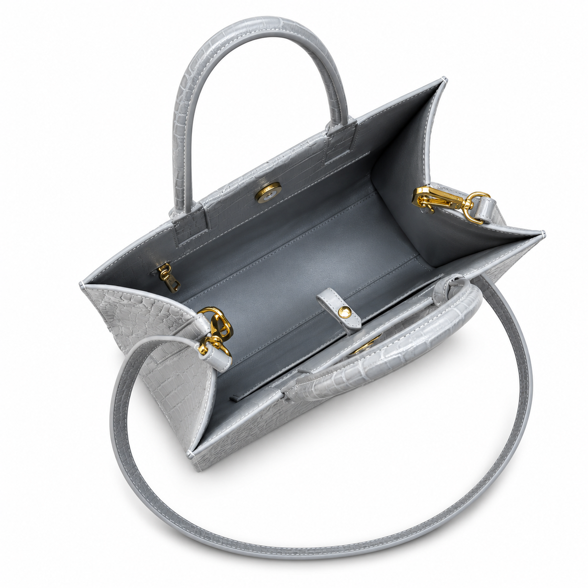 Burberry TB Monogram Pearl Grey Croc-Effect Bag
