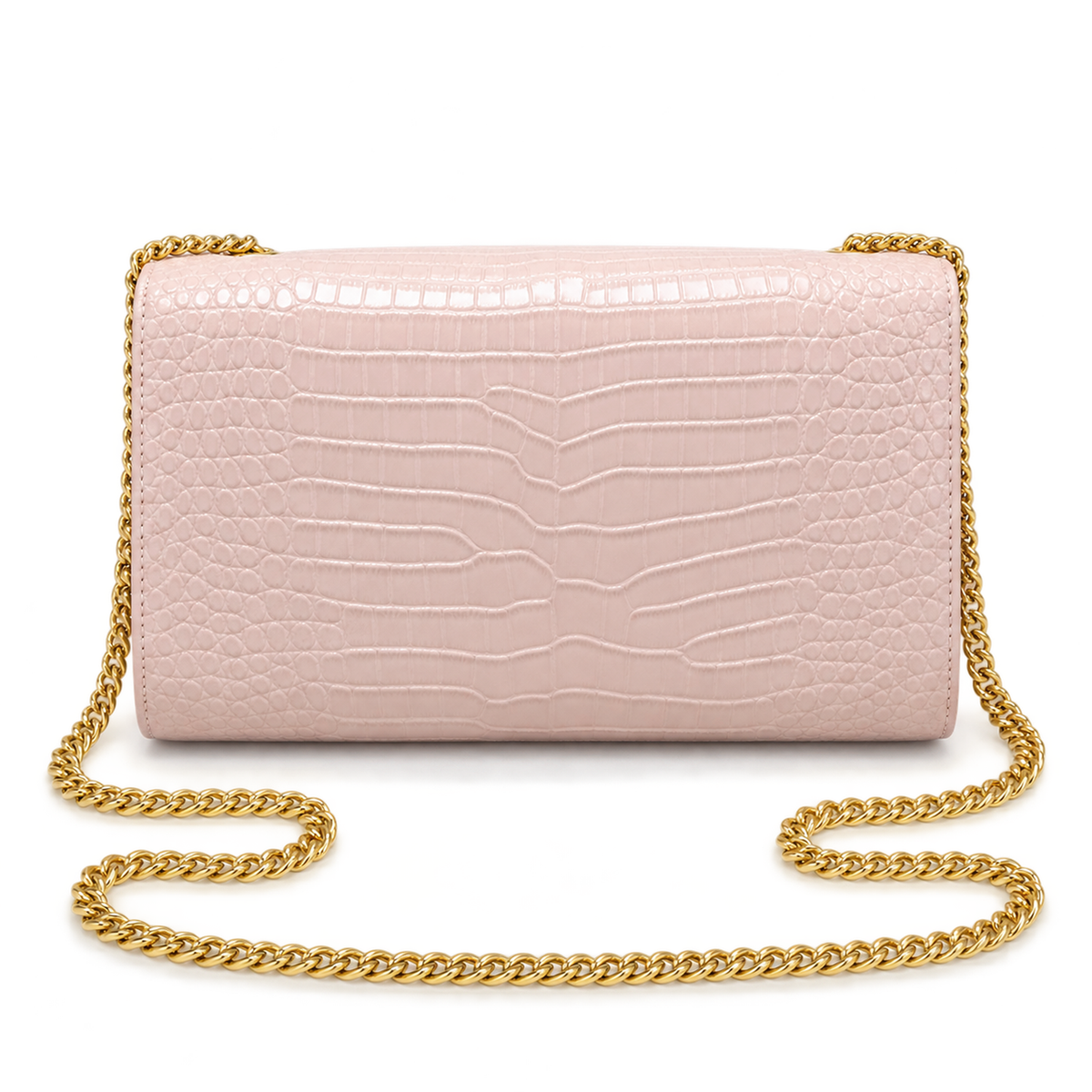 Saint Laurent YSL Kate Tassel Bag – Pink Croc Gold