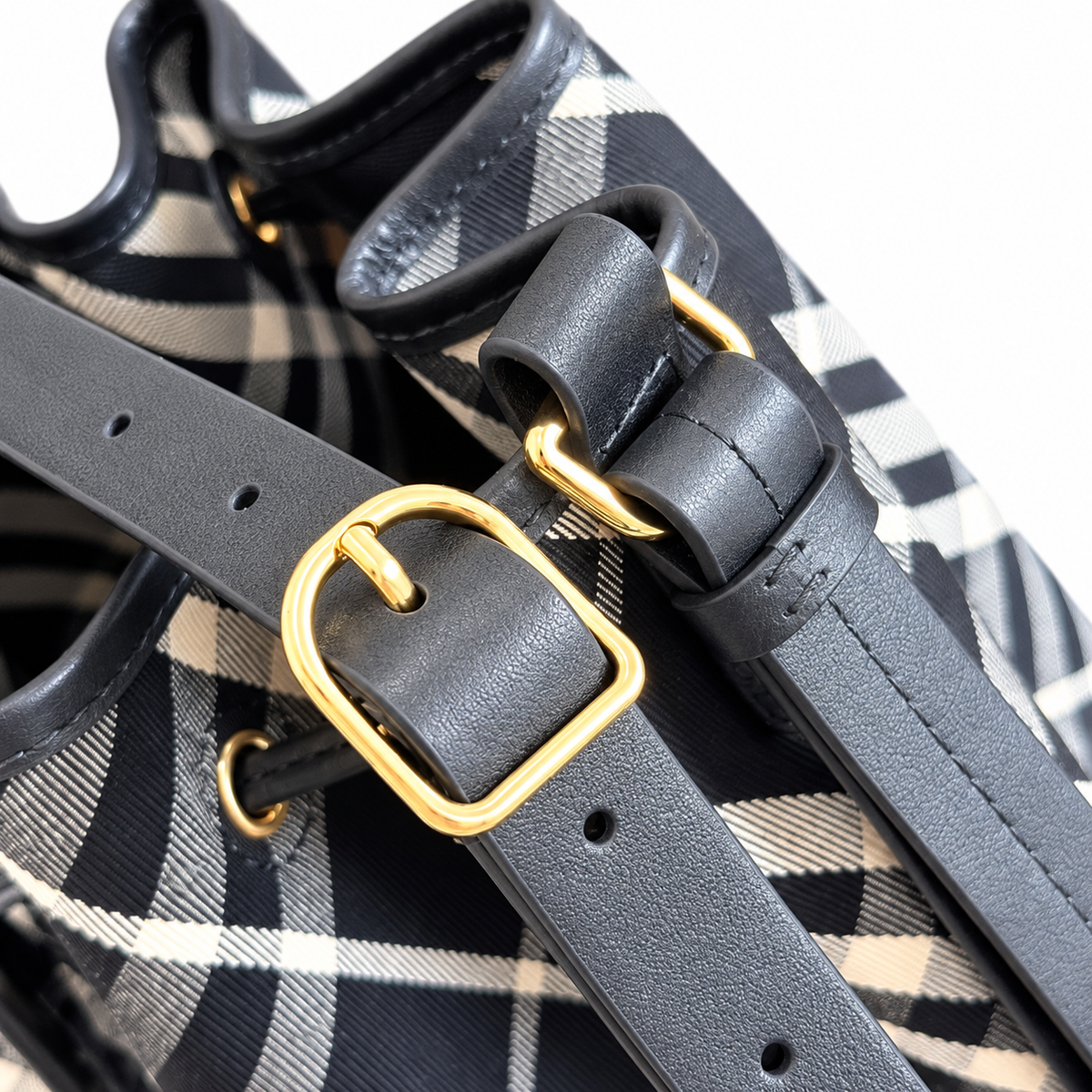 Burberry Heritage Black Check Bucket Bag