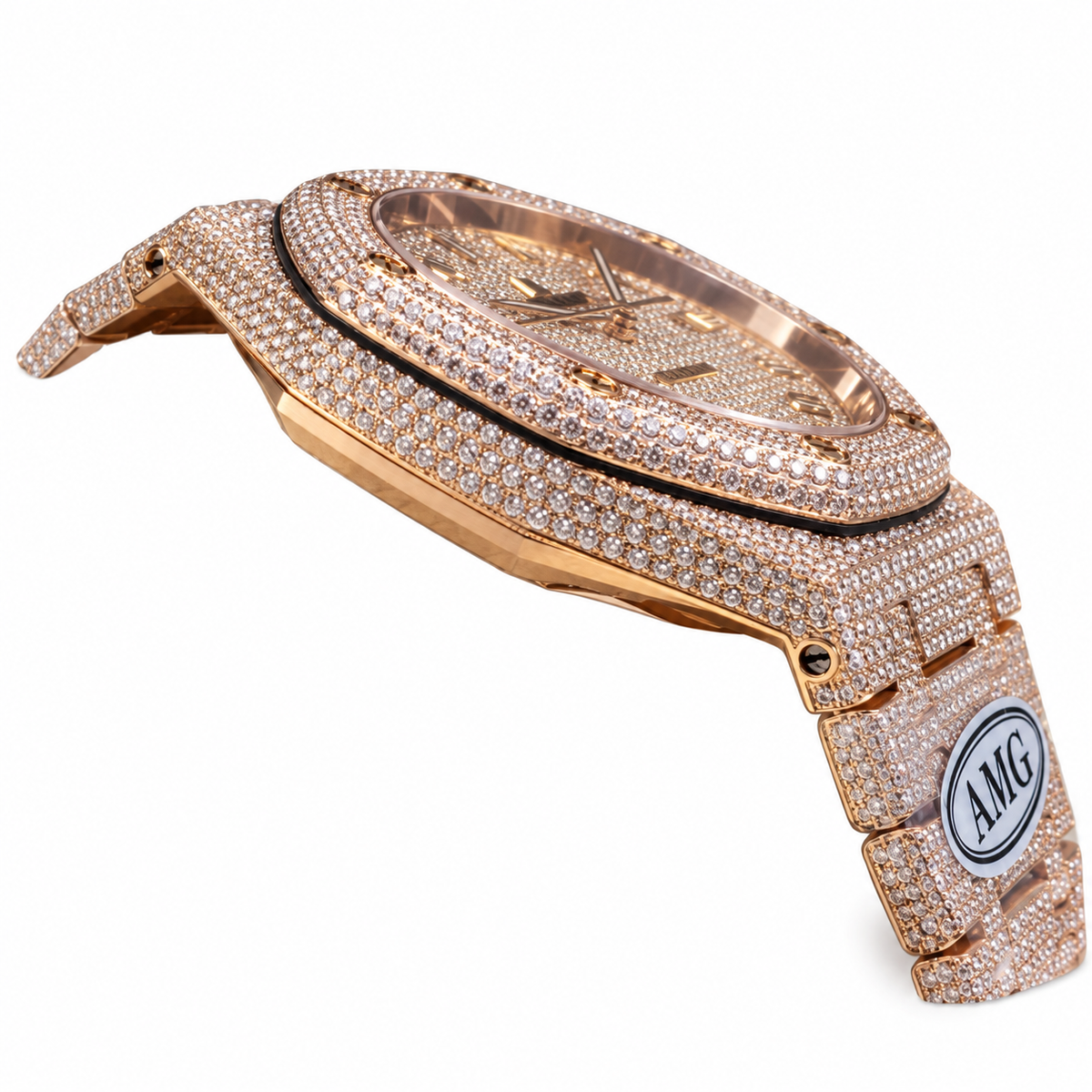 Audemars Piguet Royal Oak Full Diamond Rose Gold Arabic Dial