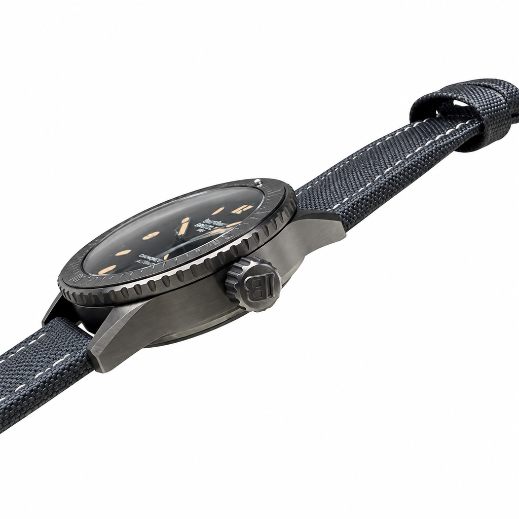 Blancpain Fifty Fathoms Bathyscaphe Black Dial Vintage Canvas Watch