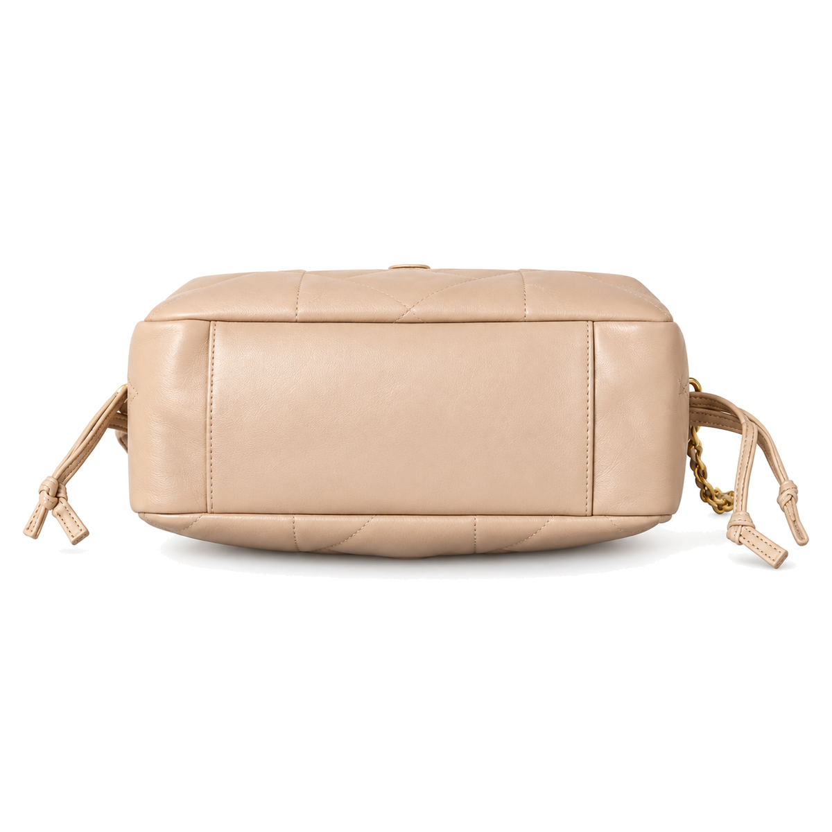 YSL Bouquet Drawstring Bag – Beige Quilted Leather
