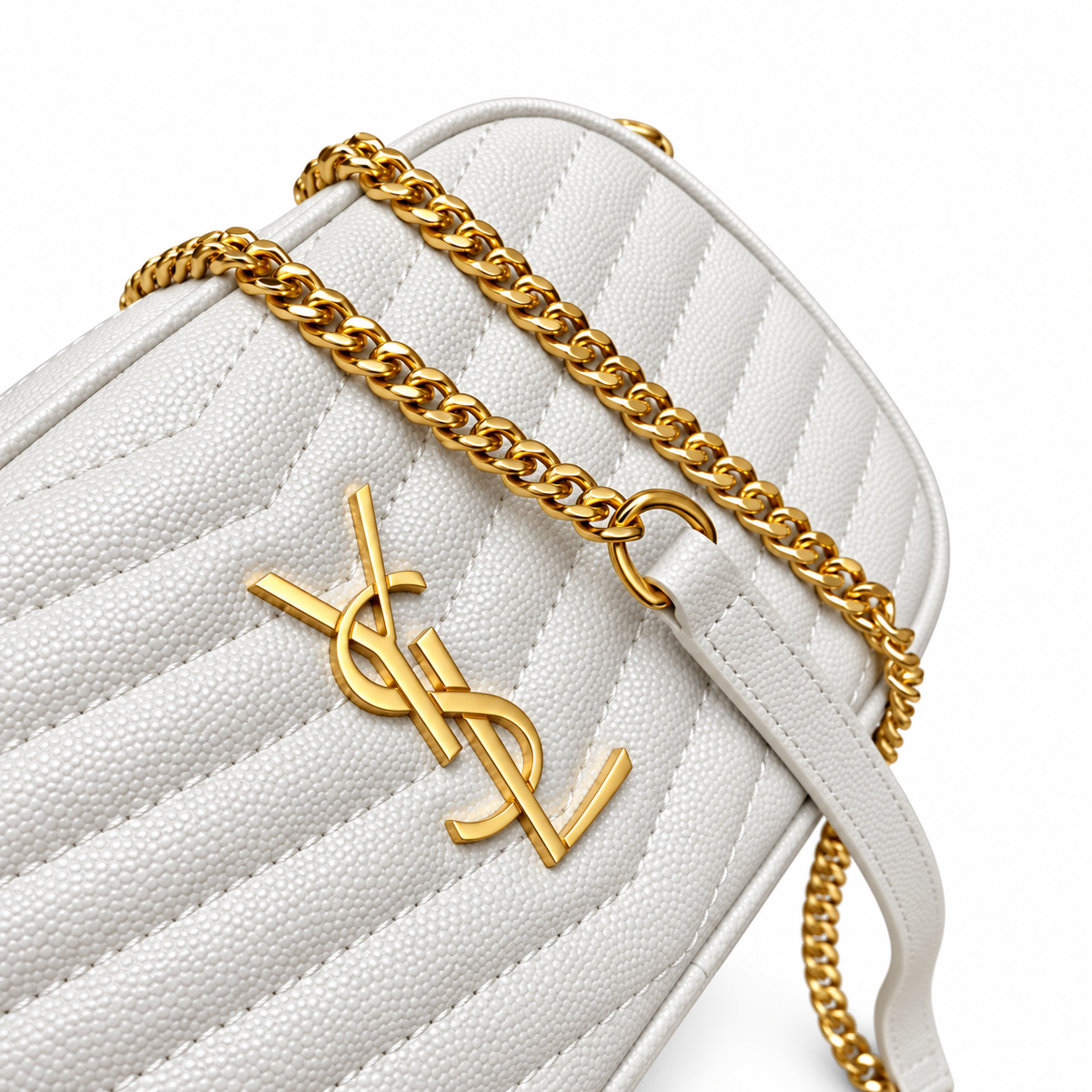YSL Saint Laurent Lou Camera Bag in Cream Matelassé Leather