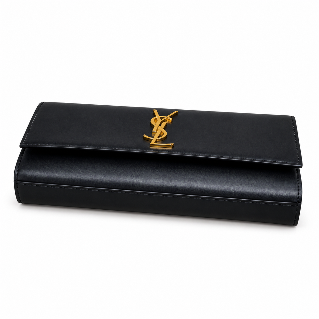 Saint Laurent Cassandre Clutch – Black Leather