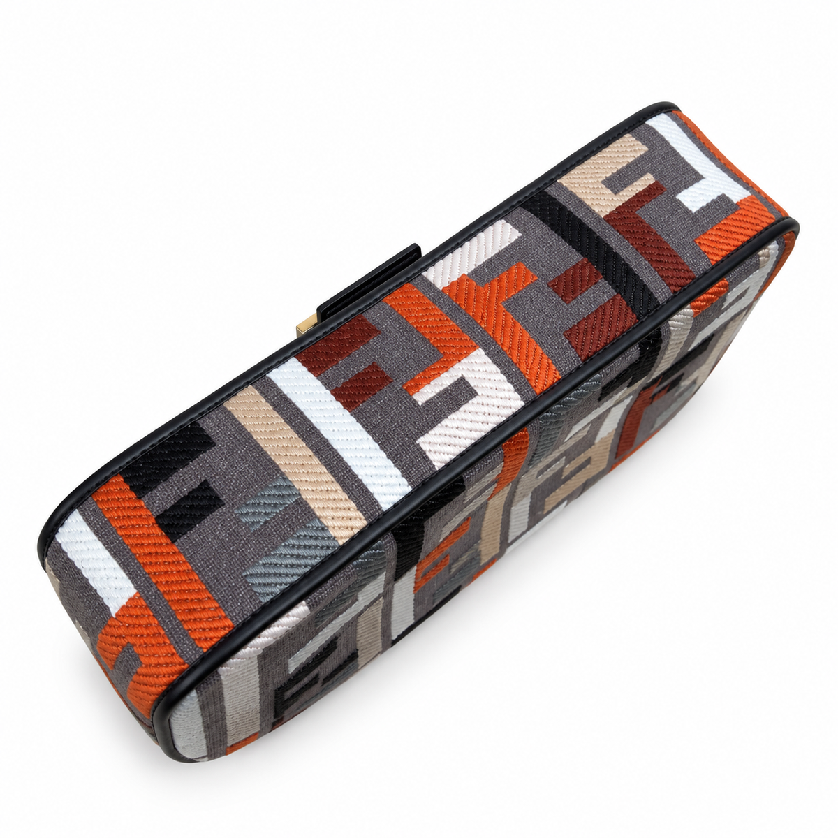Fendi FF Shoulder Bag – Jacquard Canvas & Leather Trim, Flap Closure, 26cm