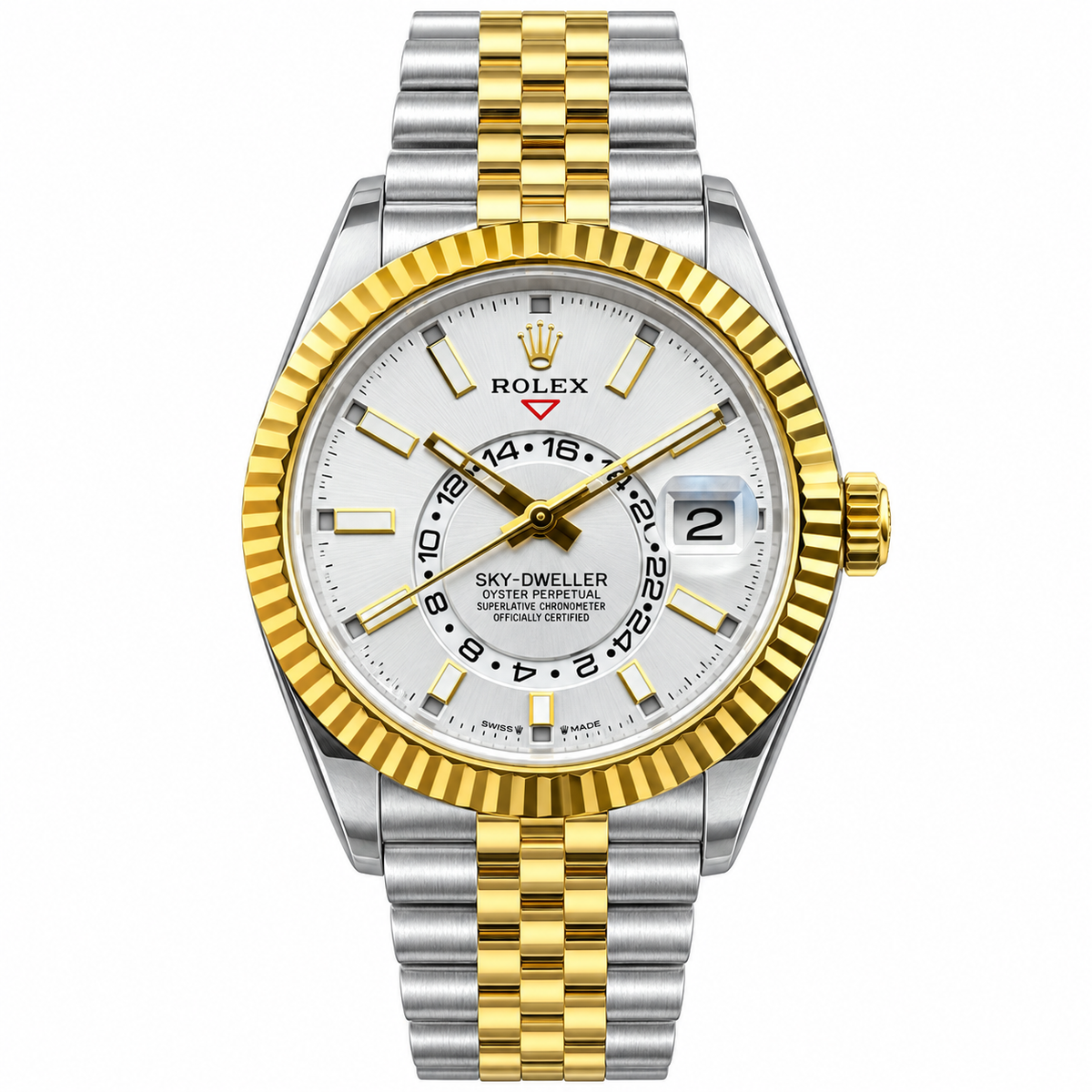 Rolex Sky-Dweller 42mm White Dial Automatic Watch – Rolesor, Annual Calendar, Dual Time Zone