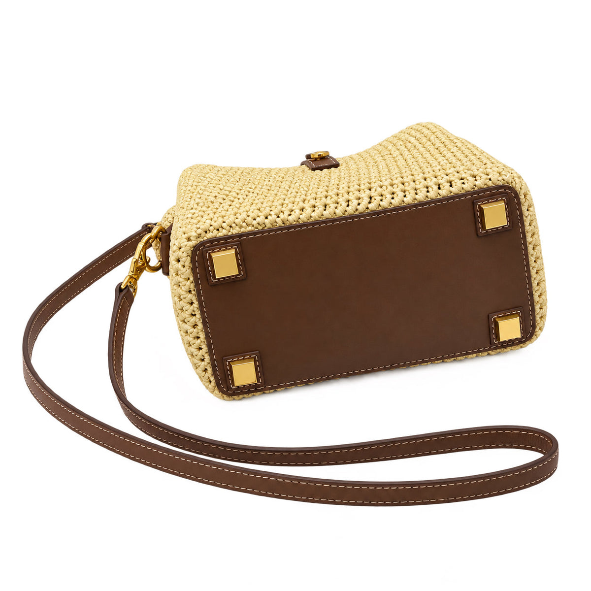 YSL Saint Laurent Suzanne Bucket Bag in Natural Raffia and Tan Leather