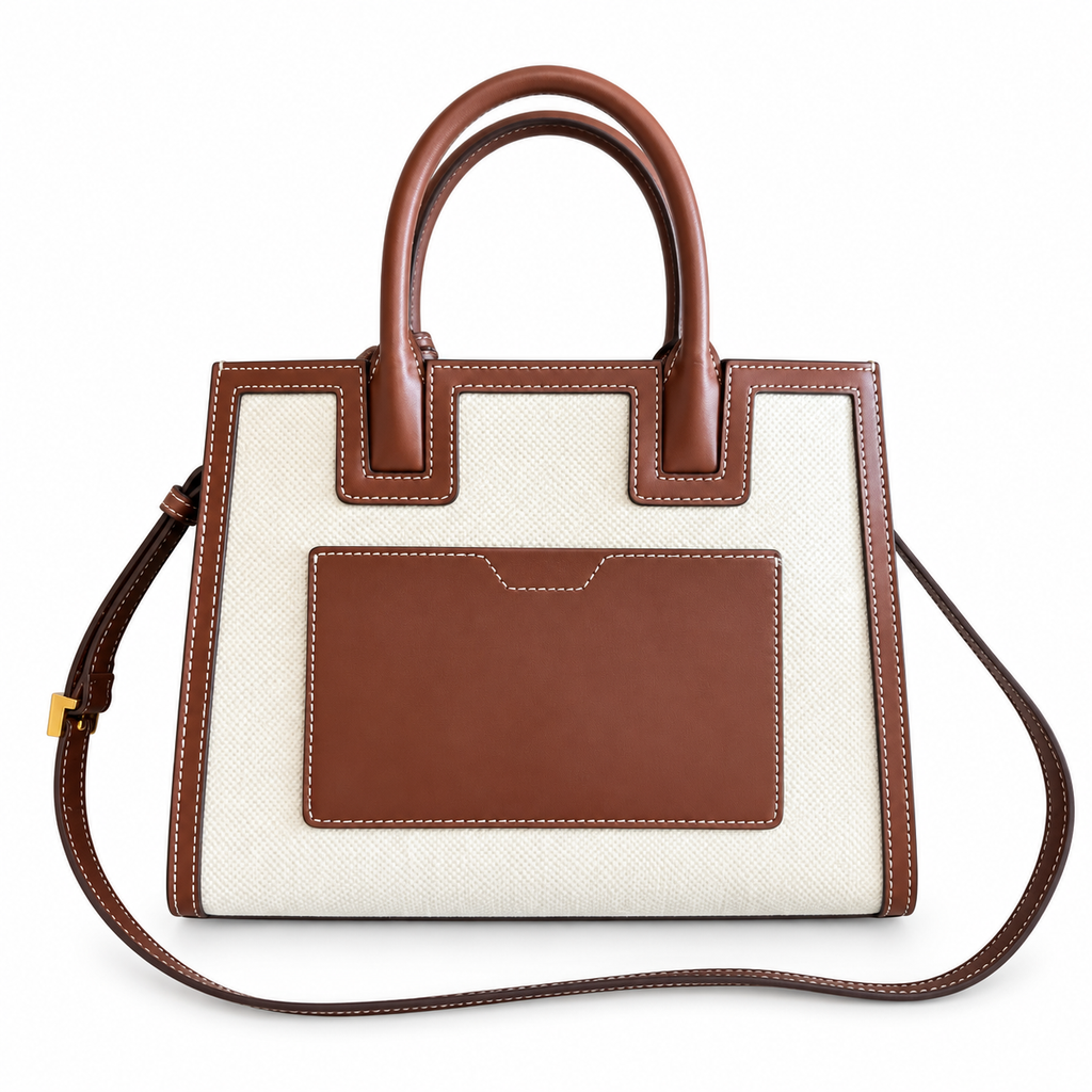 Burberry Ivory & Brown Monogram Top Handle Bag