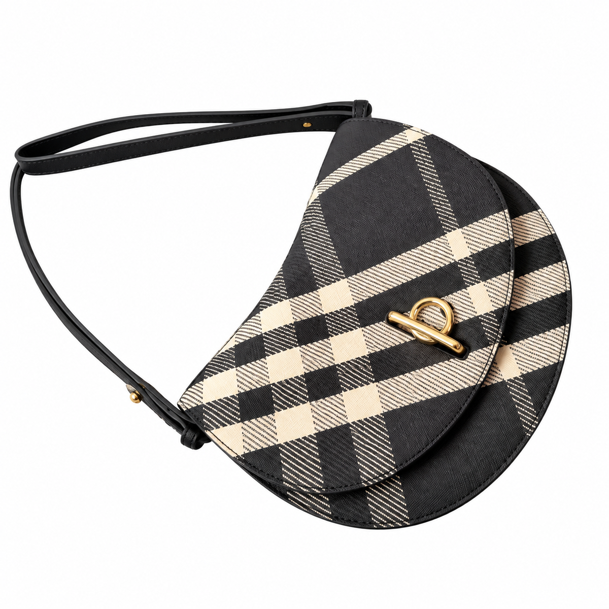 Burberry Heritage Check Saddle Shoulder Bag