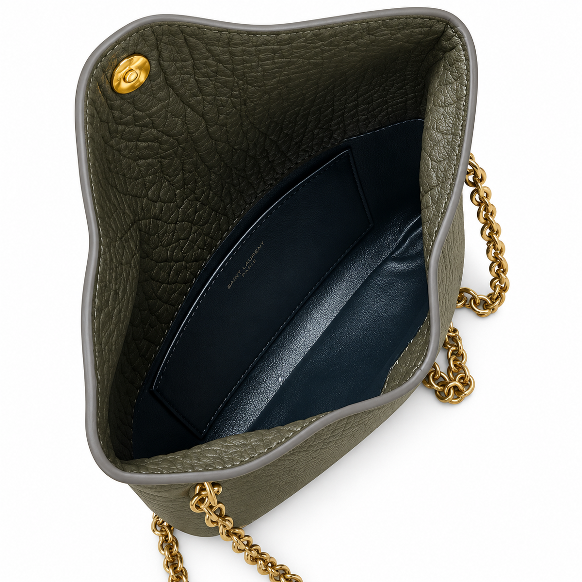 YSL Saint Laurent Gaby Envelope Bag in Black Grained Leather
