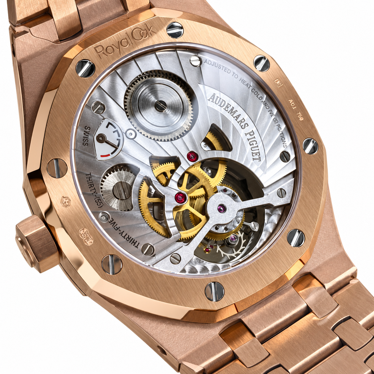Audemars Piguet Royal Oak Tourbillon Rose Gold Blue Dial Bracelet