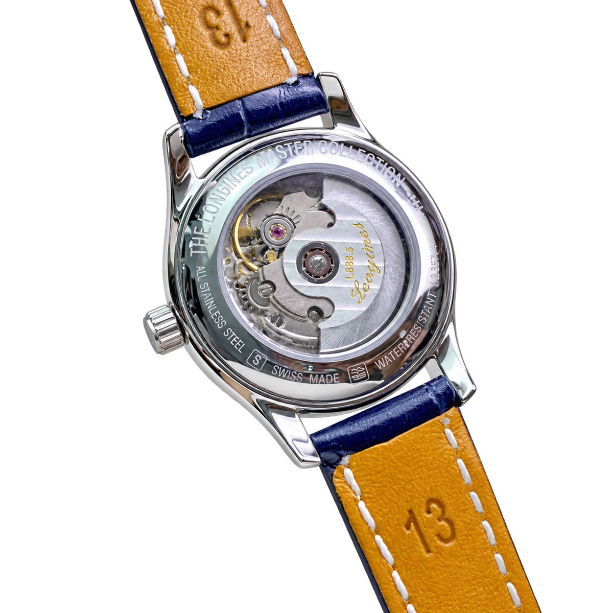 Longines Master Collection Blue Diamond Dial Blue Leather Ladies Watch