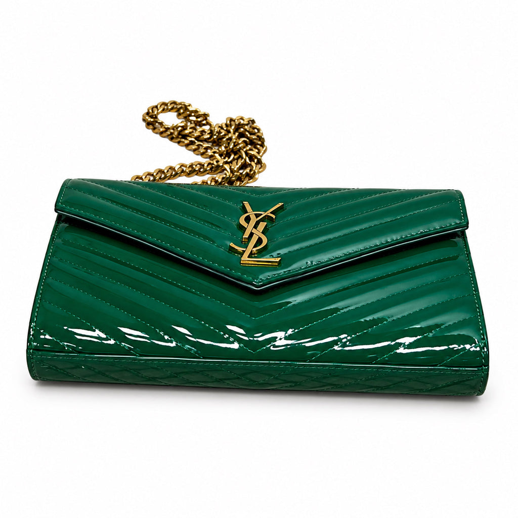 Saint Laurent Monogram Envelope Bag – Green Patent