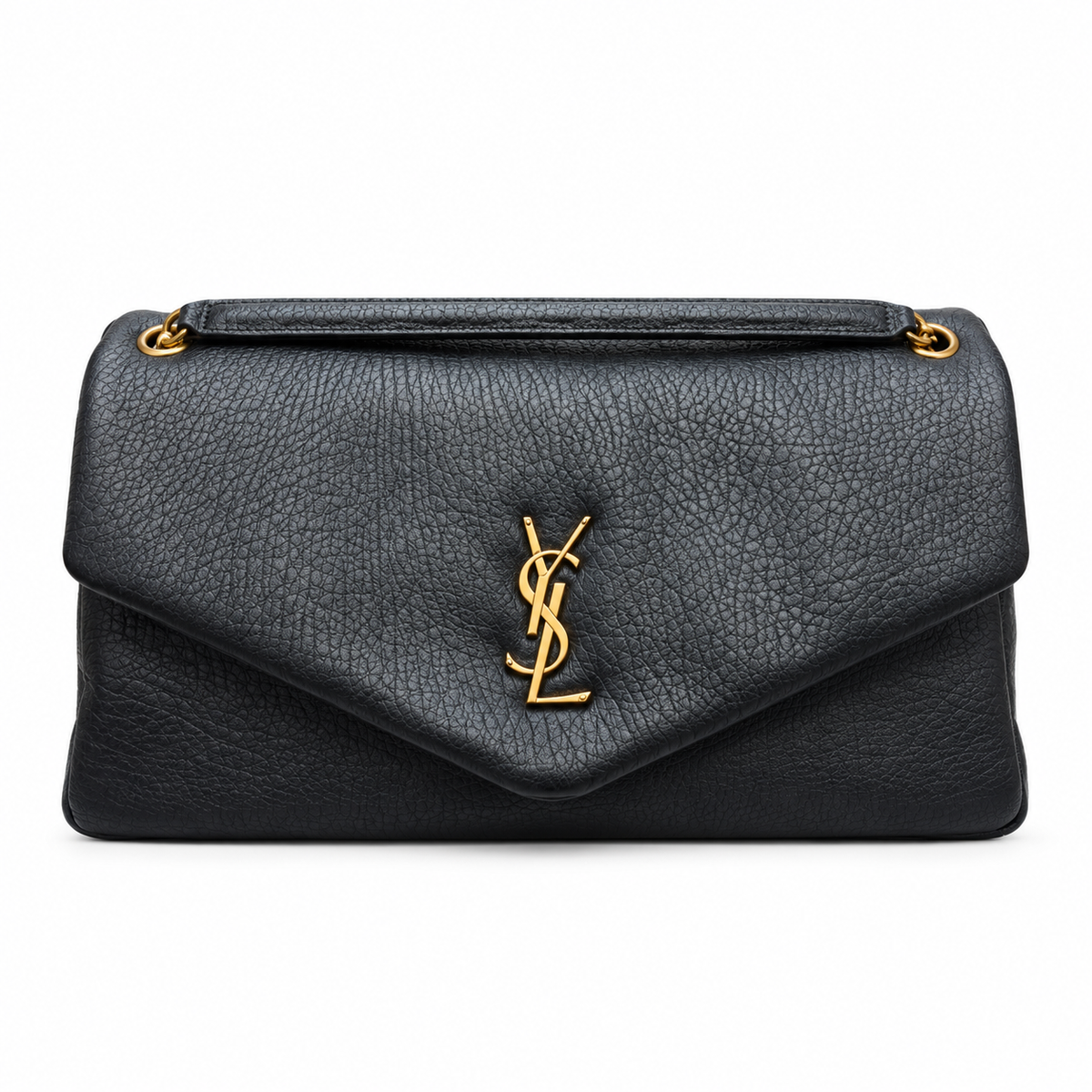 Saint Laurent YSL Calypso Bag – Black Grained Leather Gold