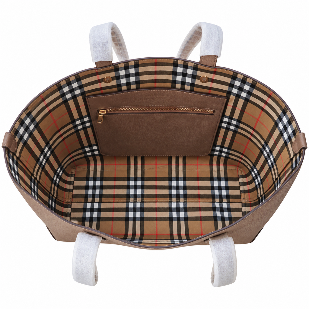 Burberry Heritage Crest Textured Tan Tote Bag