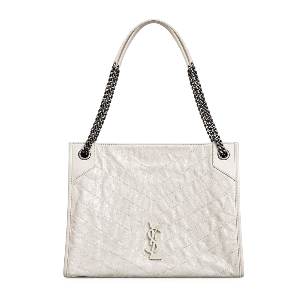 YSL Niki Shopping Bag – White Quilted Leather