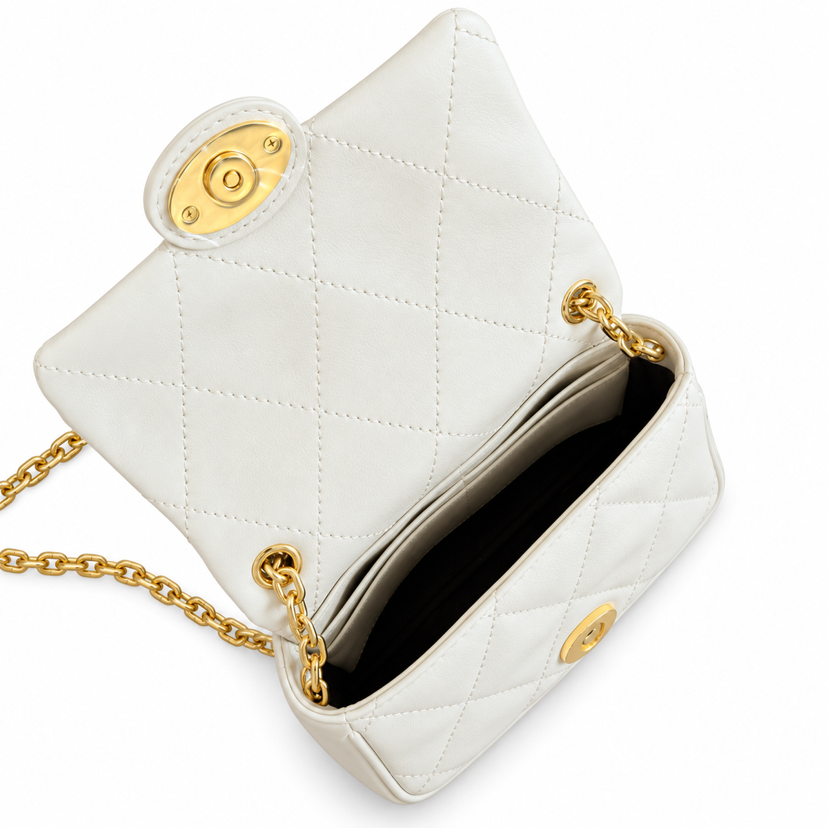 Burberry Ivory Quilted Chain Shoulder Bag